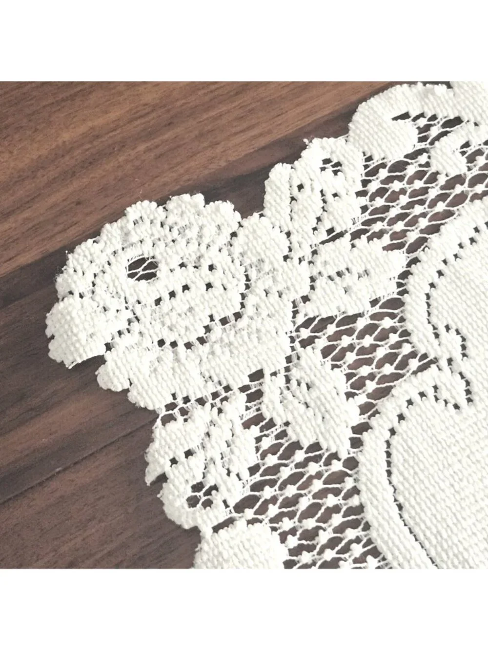 Crochet Lace Table Topper Ivory Rose Pattern Cotton Blend Square Cottagecore - Picture 8 of 9